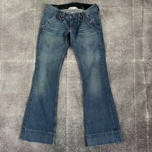 Women's Vintage Y2K Studio LA USA Flared Blue Denim Bell Bottom Jeans Sz 27 X 30